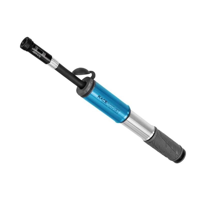 bomba-topeak-race-rocket-performance-azul-prata-com-mangueira-flexivel-presta-schrader